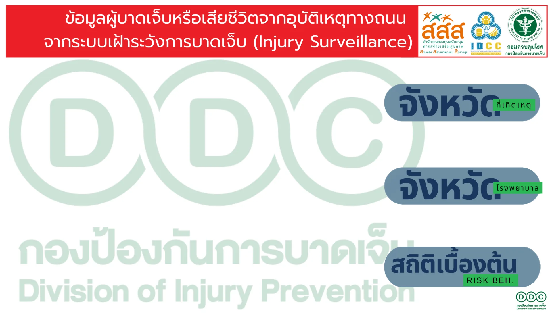อุบัติเหตุทางถนน ระบบเฝ้าระวังการบาดเจ็บ (Injury Surveillance)